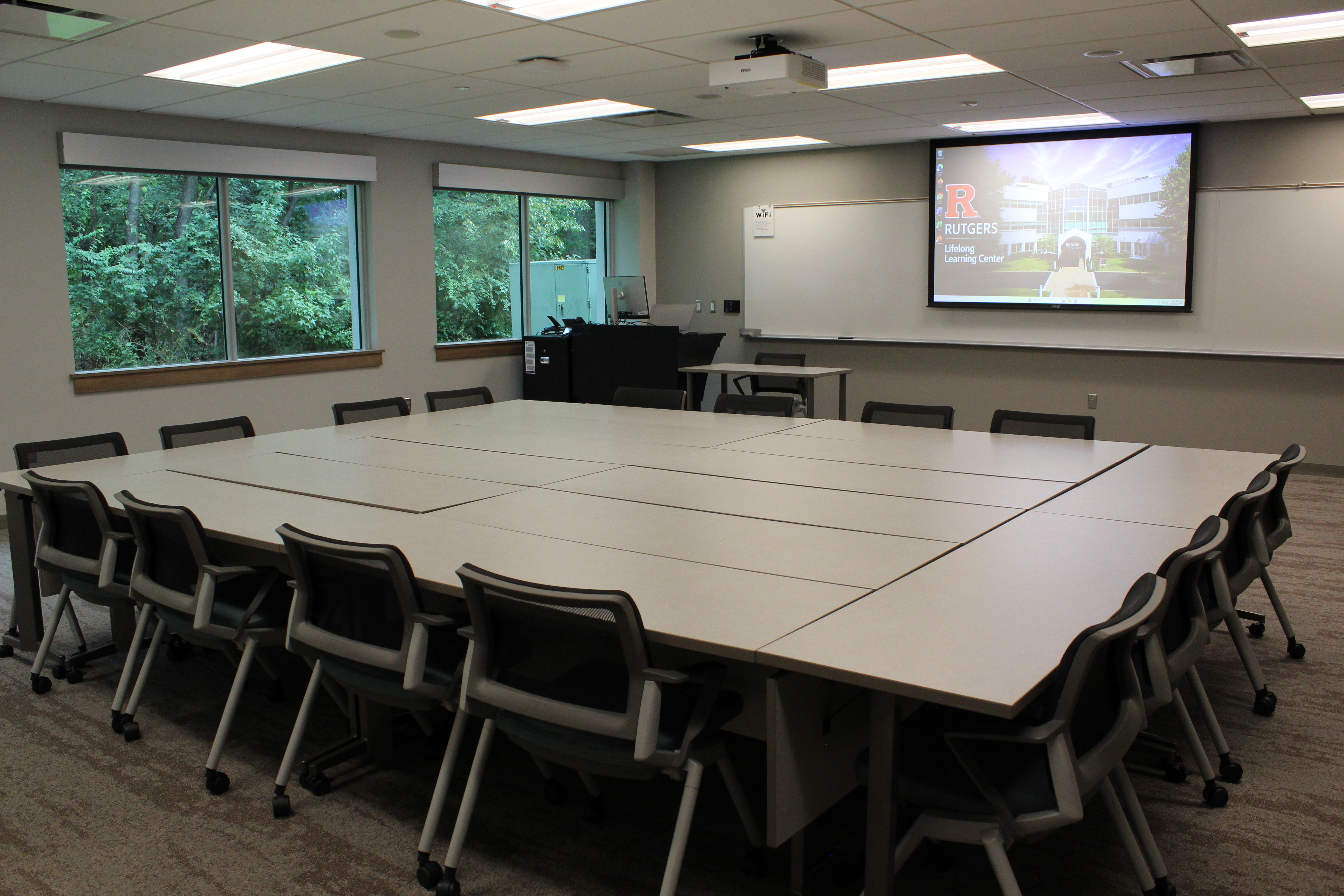Classroom photo in a conference layout